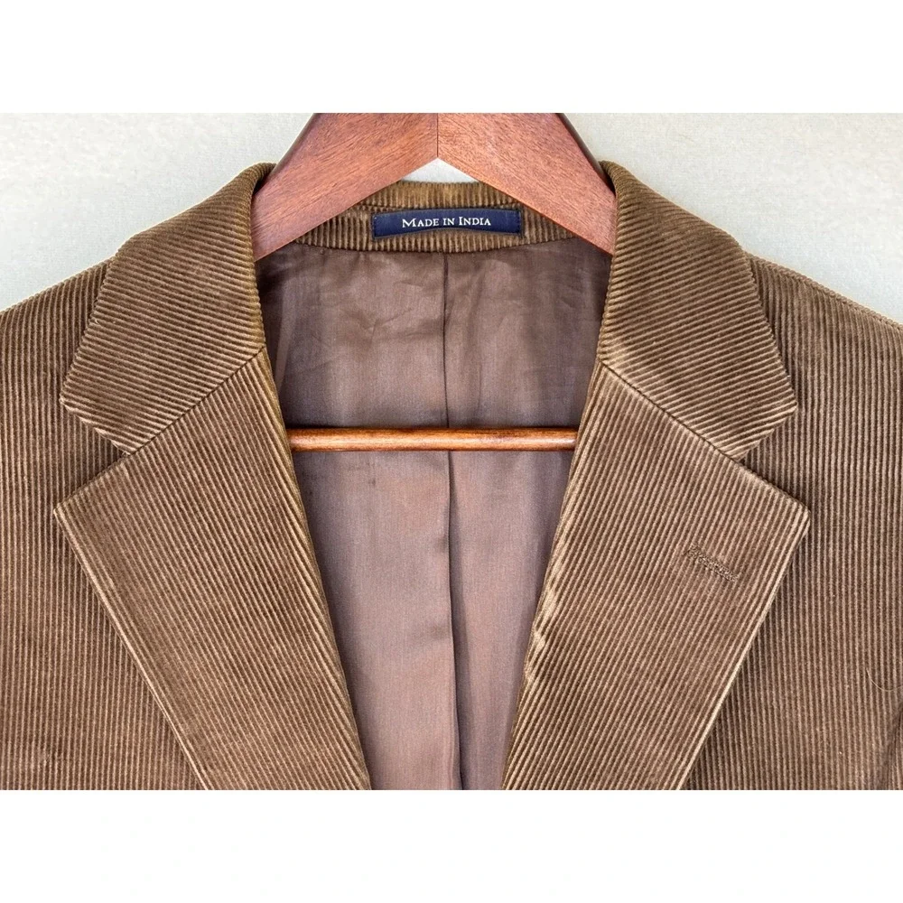 VTG LANDS' END Brown Corduroy Blazer Sport Coat Jacket Men's Office‎ Work 42L